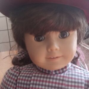 American Girl Doll in Pink and White Plaid Dress